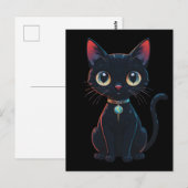 Kleine enge zwarte kat briefkaart (Voorkant / Achterkant)