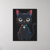 Kleine enge zwarte kat canvas afdruk (Voorkant)