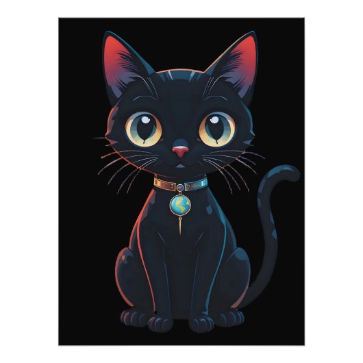 Kleine enge zwarte kat foto afdruk (Voorkant)