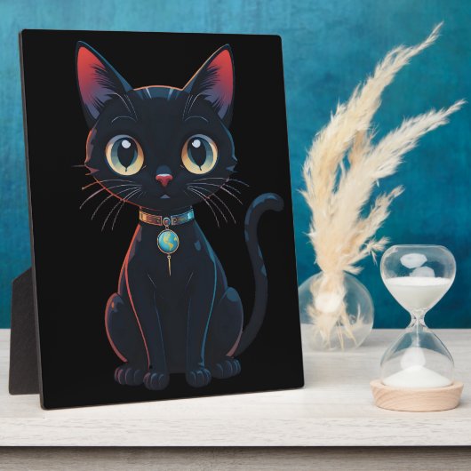 Kleine enge zwarte kat fotoplaat (Zijkant)
