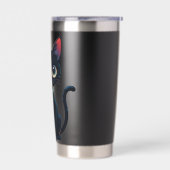 Kleine enge zwarte kat geïsoleerde drinkbeker (Links)