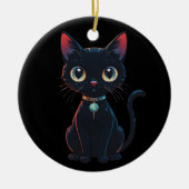 Kleine enge zwarte kat keramisch ornament (Voorkant)