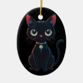 Kleine enge zwarte kat keramisch ornament (Voorkant)