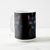 Kleine enge zwarte kat koffiemok (Voorkant links)