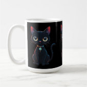 Kleine enge zwarte kat koffiemok (Links)