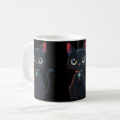 Kleine enge zwarte kat koffiemok (Voorkant links)