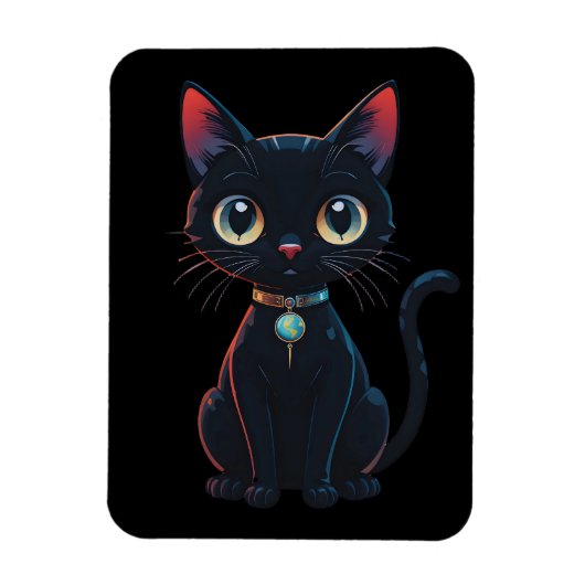 Kleine enge zwarte kat magneet (Verticaal)