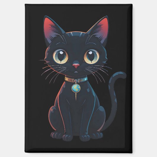 Kleine enge zwarte kat magneet (Voorkant)
