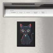 Kleine enge zwarte kat magneet (Insitu (Vaatwasser))