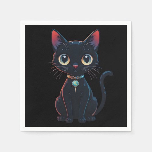 Kleine enge zwarte kat servet (Voorkant)