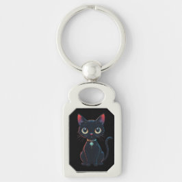 Kleine enge zwarte kat sleutelhanger