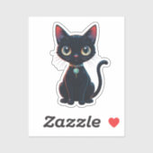 Kleine enge zwarte kat sticker (Vel)