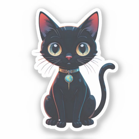 Kleine enge zwarte kat sticker (Voorkant)