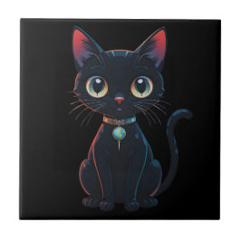 Kleine enge zwarte kat tegeltje