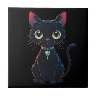 Kleine enge zwarte kat tegeltje