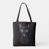 Kleine enge zwarte kat tote bag (Achterkant)