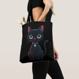 Kleine enge zwarte kat tote bag
