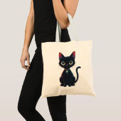 Kleine enge zwarte kat tote bag (Voorkant (product))