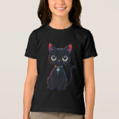 Kleine enge zwarte kat Tri-Blend shirt (Voorkant)