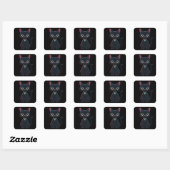 Kleine enge zwarte kat vierkante sticker (Vel)