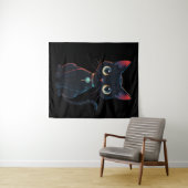 Kleine enge zwarte kat wandkleed (In Situ (horizontaal))
