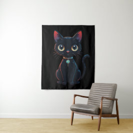 Kleine enge zwarte kat wandkleed