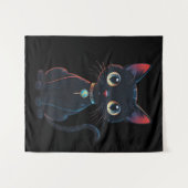 Kleine enge zwarte kat wandkleed (Voorkant (horizontaal))