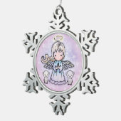 Kleine engel en polaire Beren Tin Sneeuwvlok Ornament (Rechts)