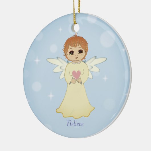 Kleine engel in lichtblauw keramisch ornament (Links)