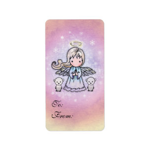 Kleine engel met ijsberen cadeautags etiket