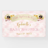 Kleine Engel Roze Goud Afrikaans Amerikaans Meisje Spandoek (Horizontaal)