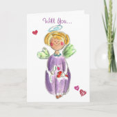 Kleine engel, zult u mijn Valentijn zijn Feestdagen Kaart (Voorkant)