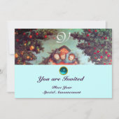 KLEINE ENGELEN MONOGRAM helder antiek blauw rood Kaart (Voorkant)