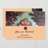 KLEINE ENGELEN MONOGRAM helder antiek blauw roze Kaart (Voorkant / Achterkant)