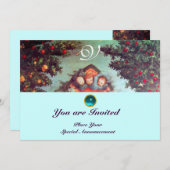 KLEINE ENGELEN MONOGRAM helder antiekblauw rood Kaart (Voorkant / Achterkant)