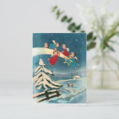 Kleine engelen voor het schieten op ster, kerstcad briefkaart (Staand voorkant)