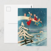 Kleine engelen voor het schieten op ster, kerstcad briefkaart (Voorkant / Achterkant)