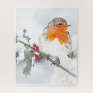 Kleine Engelse Robin en Holly kerstkunst Legpuzzel