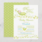 Kleine erwt in een pod boys Baby shower uitnodigin Kaart (Voorkant / Achterkant)