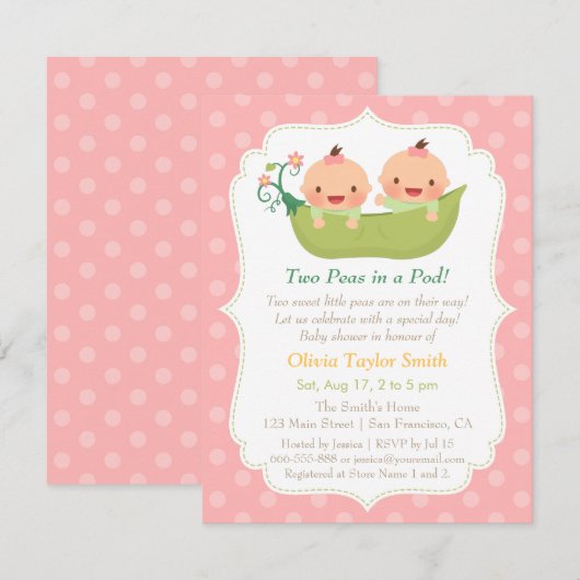 Kleine erwten in een Baby shower met twee peuters Kaart (Voorkant / Achterkant)