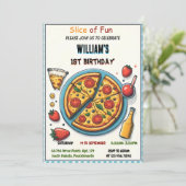 kleine eten jongen meisje tiener pizza eerste 1e v kaart (Staand voorkant)