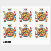 kleine eten jongen meisje tiener pizza eerste 1e v vierkante sticker (Vel)