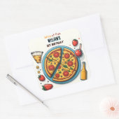 kleine eten jongen meisje tiener pizza eerste 1e v vierkante sticker (Envelop)