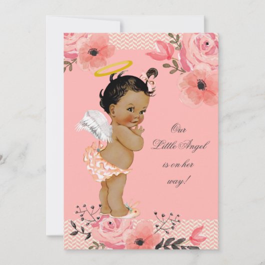 Kleine Etnische Engel Waterverf Bloemen Baby showe Kaart (Voorkant)