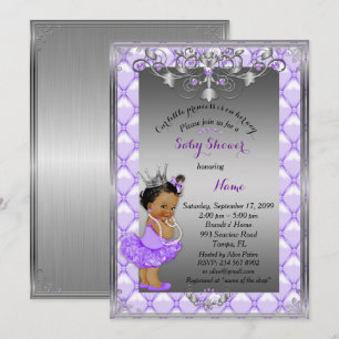 Kleine etnische prinses, Baby shower Invite, zilve Kaart