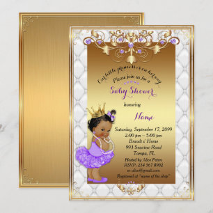 Kleine etnische prinses, Baby shower uitnodiging, Kaart