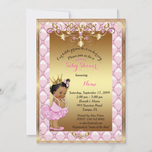 Kleine etnische prinses, Baby shower Uitnodiging,  Kaart (Voorkant)