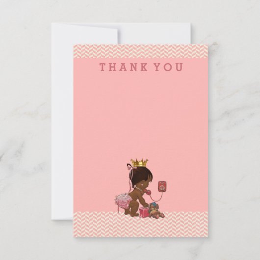Kleine etnische prinses op telefoon dank u Chevron Bedankkaart (Achterkant)