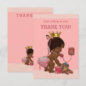 Kleine etnische prinses op telefoon dank u Chevron Bedankkaart (Voorkant / Achterkant)