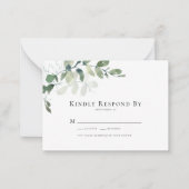 Kleine Eucalyptus groen bruiloft RSVP Kaart Notitiekaartje (Voorkant)